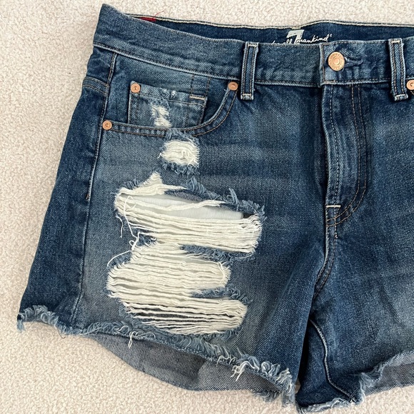 7 for all Mankind Distressed Denim Shorts - Picture 2 of 9